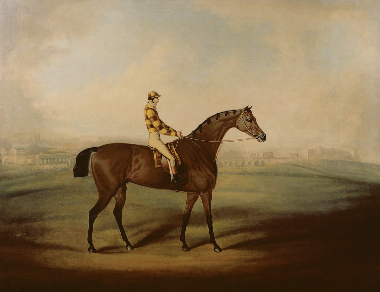 騎手アップとチェスター競馬場を超えたブルイタンドルフの肖像画 作： ダニエル・クロウズ