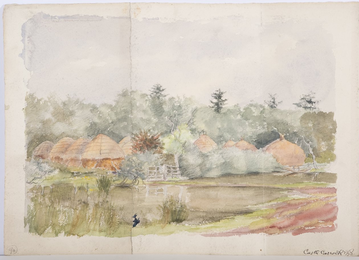 キャッスル城、1898年（紙に鉛筆とトイレ） 作： ダニエル・オリバー