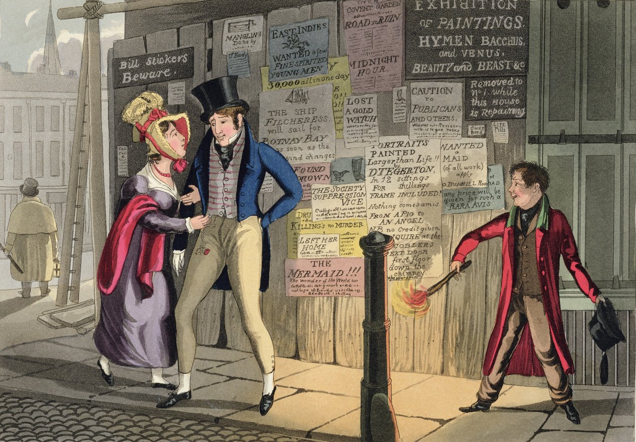 禁酒法、「ファッションの男の必要な資格」からのプレート5、出版された1823年（手描きのアクアチント） 作： ダニエル・トーマス・エガートン