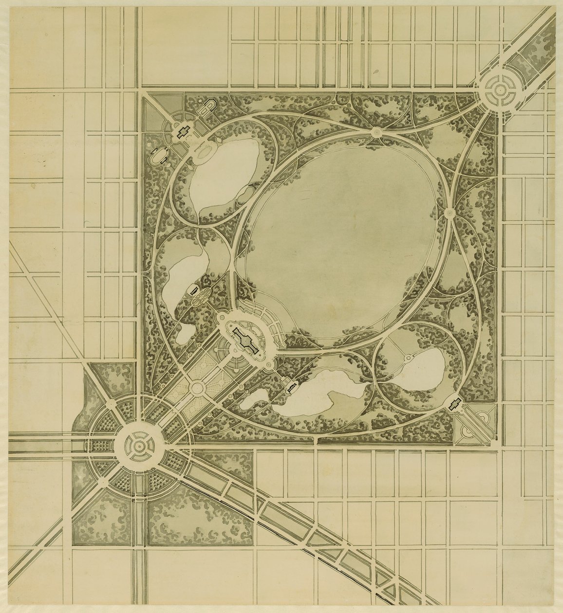 シカゴの計画、プレート 62、提案された公園の計画、1909 年。 作： ダニエル・バーナム