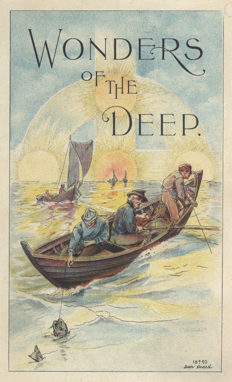 「Wonders of the Deep」、スコットの次亜リン酸塩を含むタラ肝油の乳剤の広告、1895 作： ダニエル・カーター・ビアード