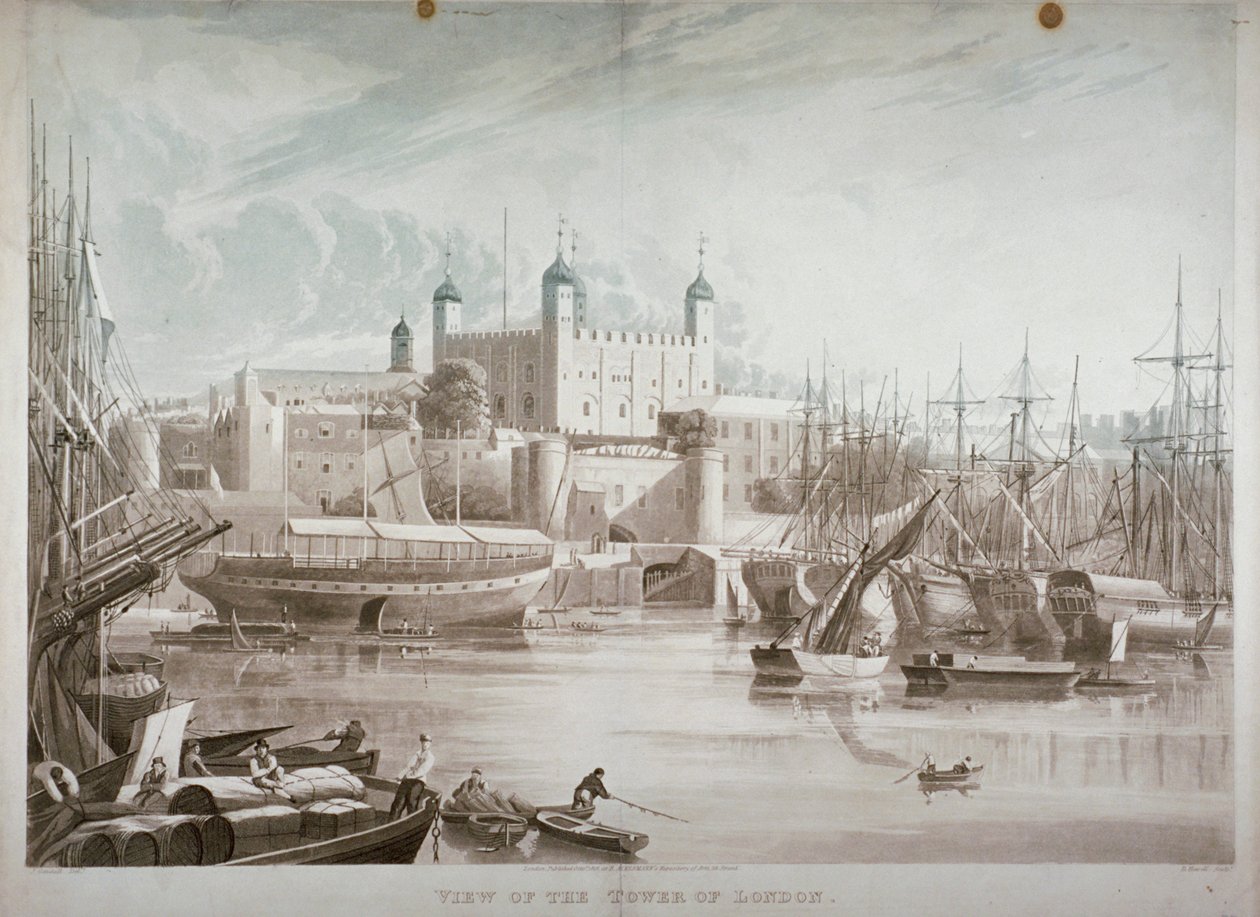 ロンドン塔、1819 年。 作： ダニエル・ハヴェル