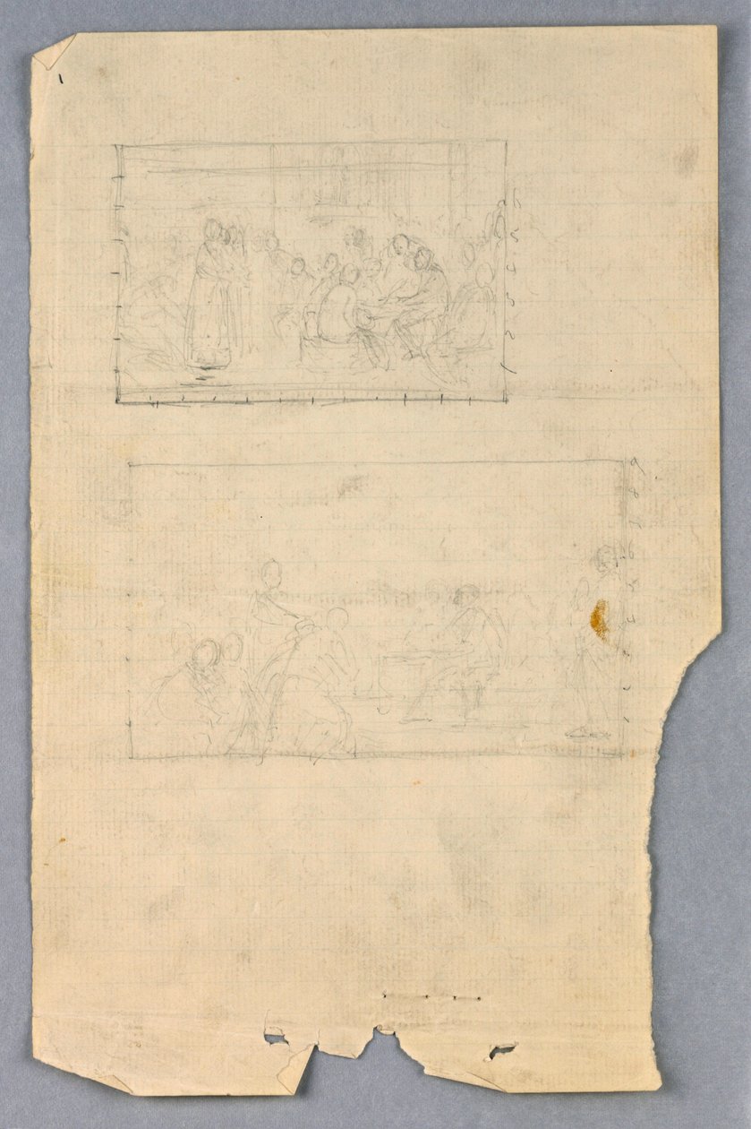 素描、「科学グループ」のための習作、1858年 作： ダニエル・ハンティントン