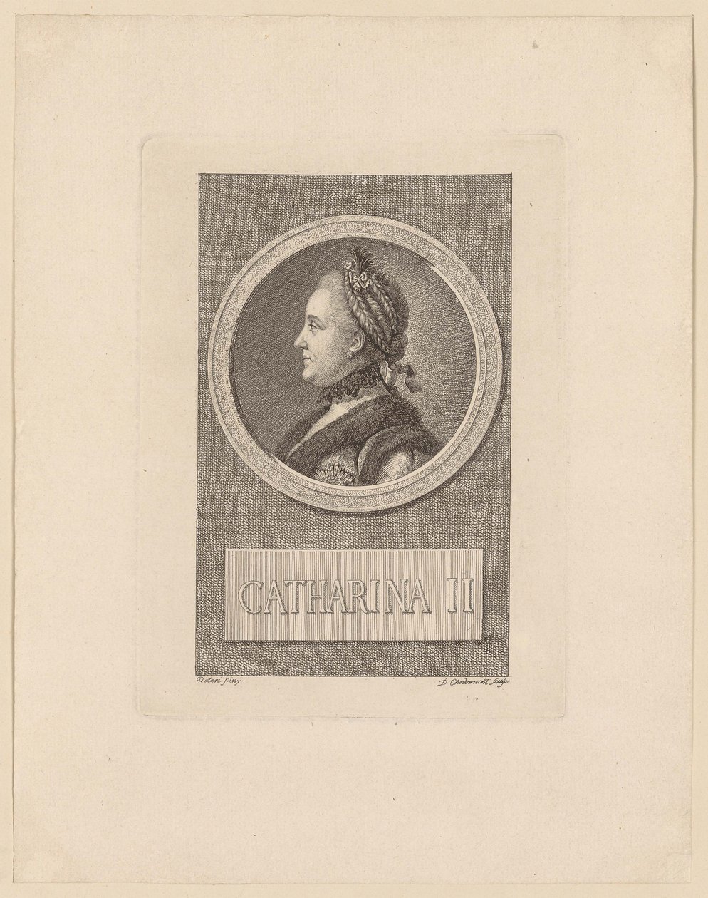 ロシア皇帝エカチェリーナ2世の肖像 作： ダニエル・ニコラウス・チョドヴィエツキ