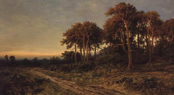 夕暮れの二人の人物がいる風景 作： ダニエル・シェリン