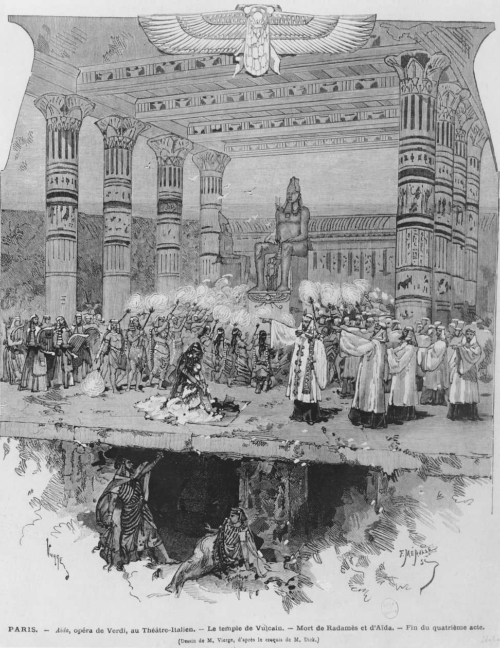 ラダメスとアイーダの死のバルカン神殿、ジュゼッペヴェルディ（1813-1901）の「アイーダ」第4幕の場面、Fortune Louis Meaulle、1871年 作： ダニエル・ウラビエタ・ヴィエルジュ