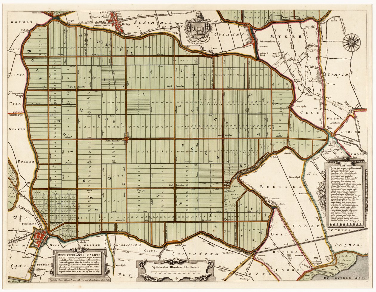 Beemsterlants Caerte、オランダ、Beemsterの歴史的な地図 作： ダニエルファンブリーン