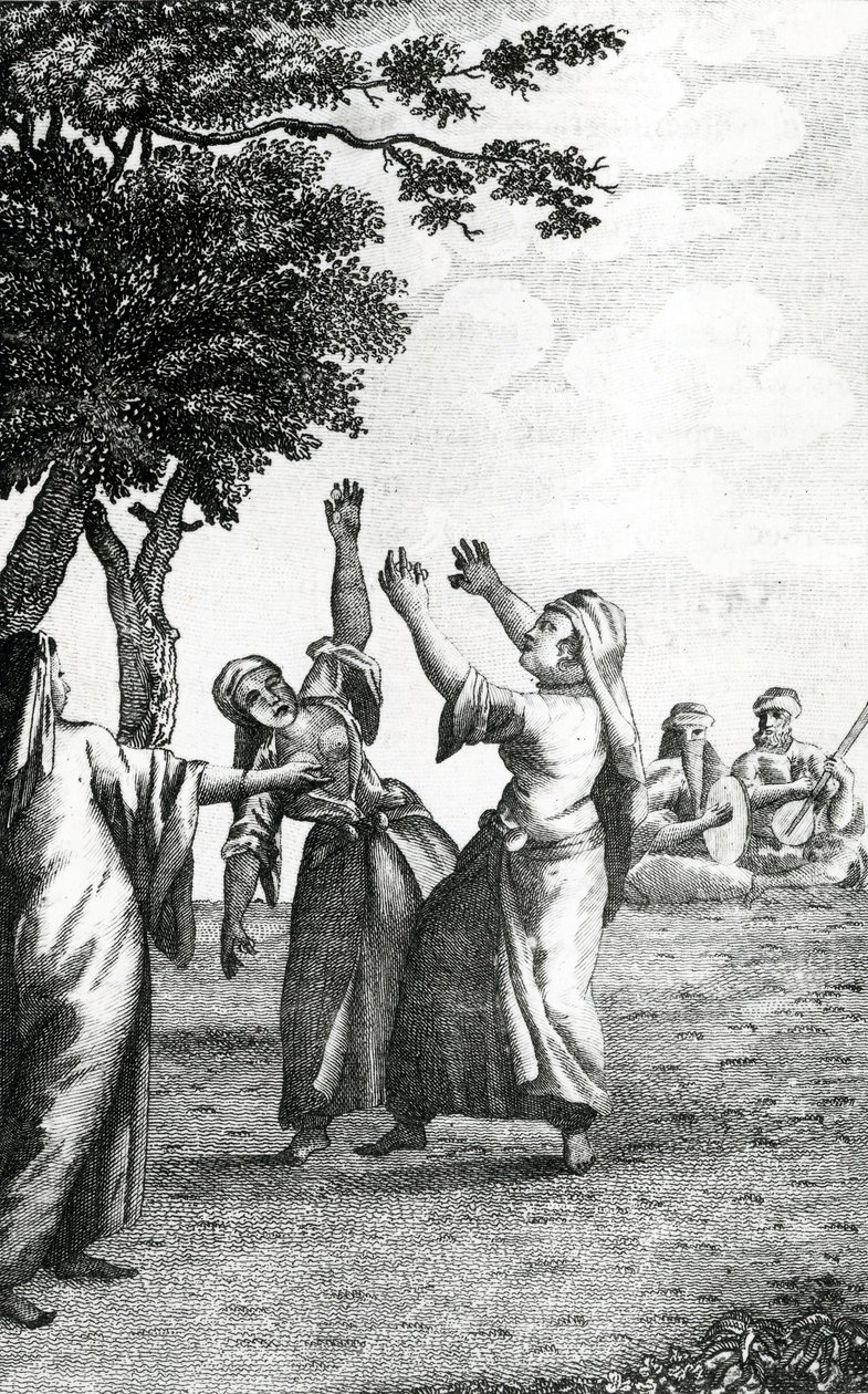 エジプトのダンシングガール、ニーバーから撮影アラビアやその他の東の国を旅する、1792年 作： デンマーク語学校