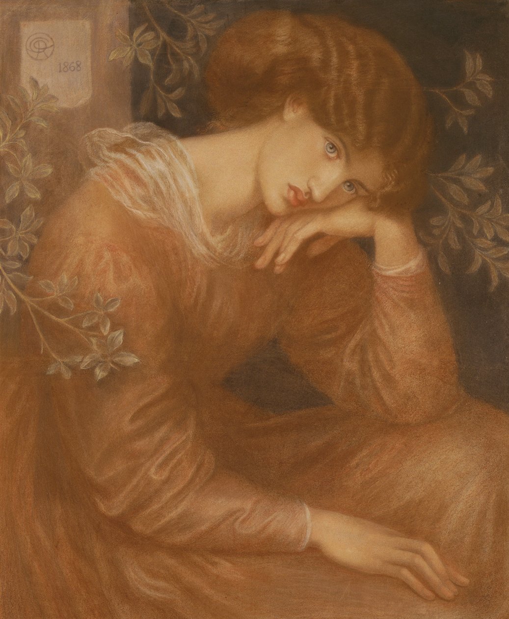 Reverie、1868（紙に色のチョーク） 作： ダンテガブリエルチャールズロセッティ