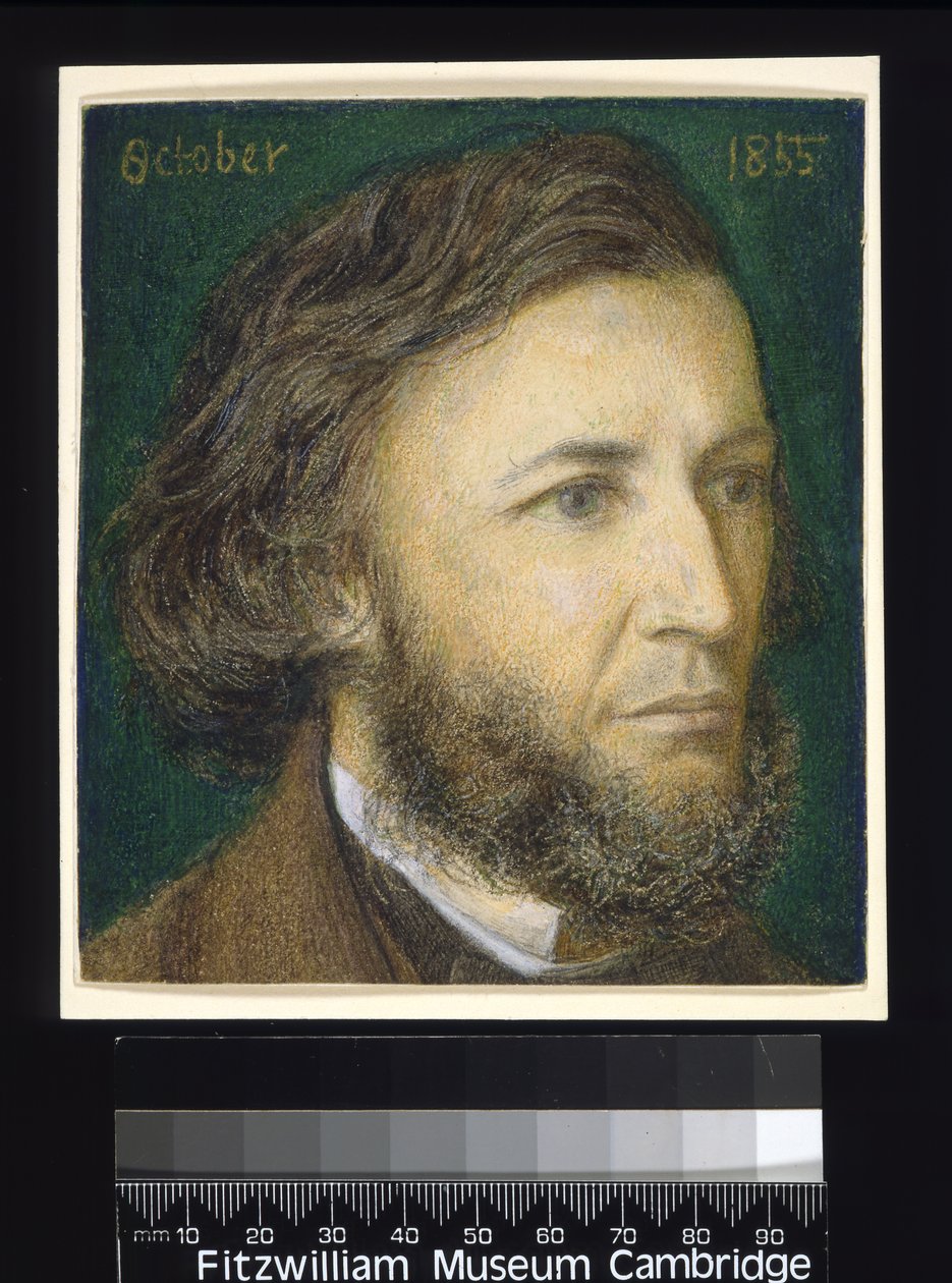 ロバート・ブラウニングの肖像（1812-89）、1855（紙、鉛筆、色付きチョーク） 作： ダンテガブリエルチャールズロセッティ