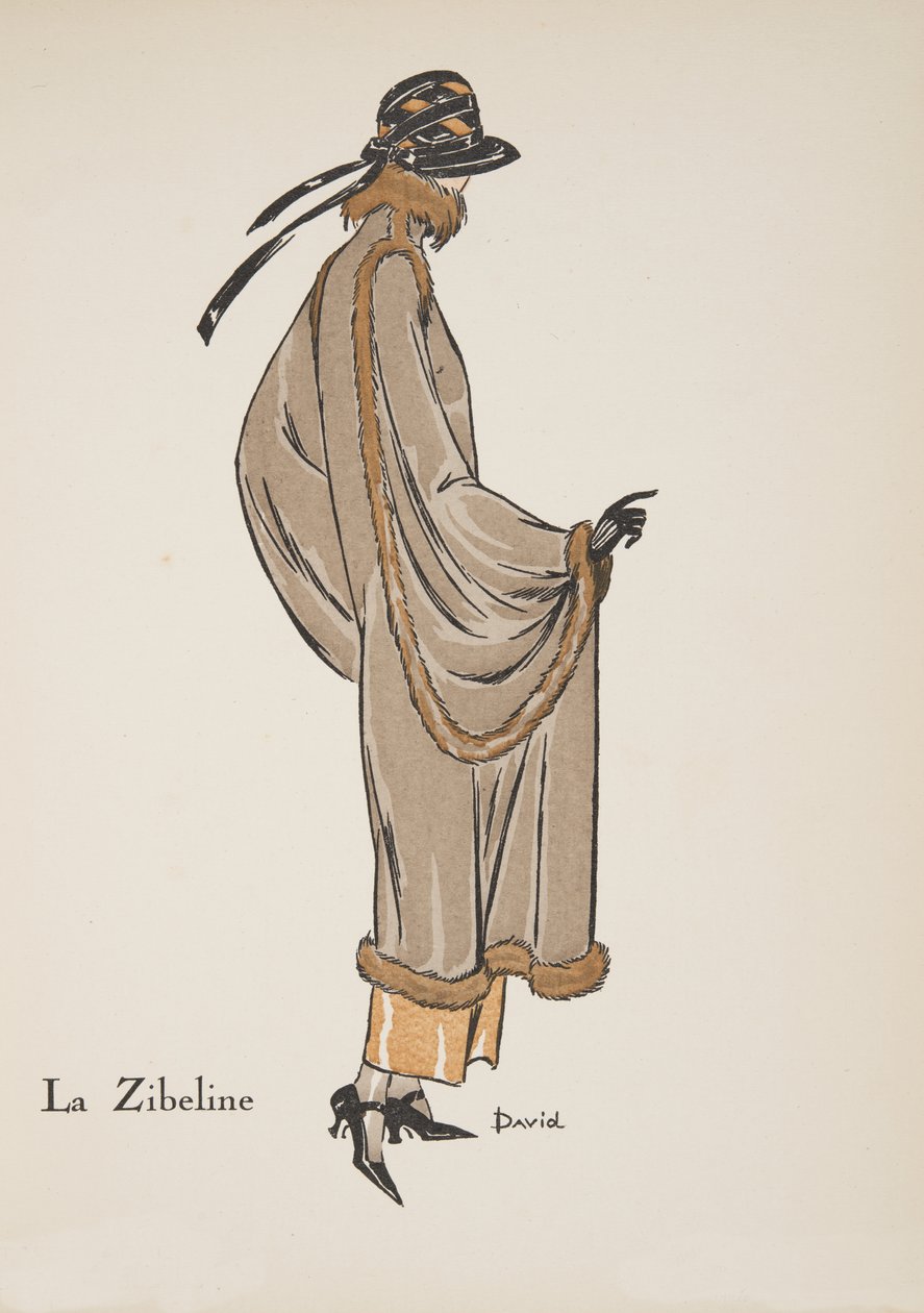 La Zibeline、ファッションプレートのコレクションから、1922年（pochoir print） 作： デビッド