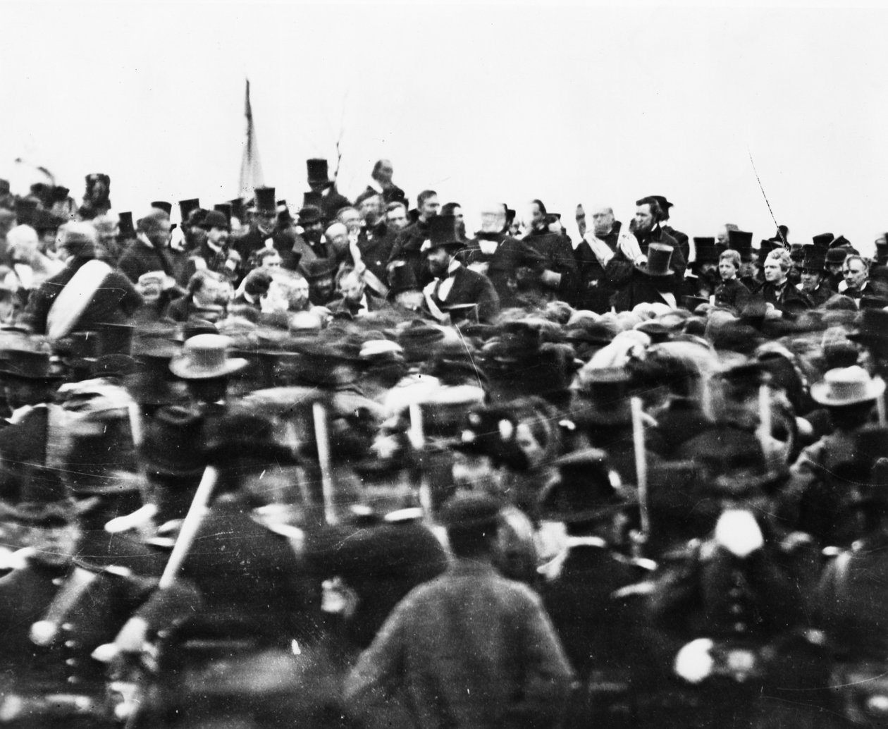 ゲティスバーグ演説でのエイブラハムリンカーン、1863モノクロ写真498479の詳細 作： デビッド・バックラッハ