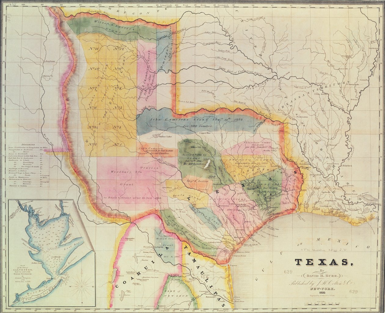 テキサス州の地図、1835年 作： デビッド・バー