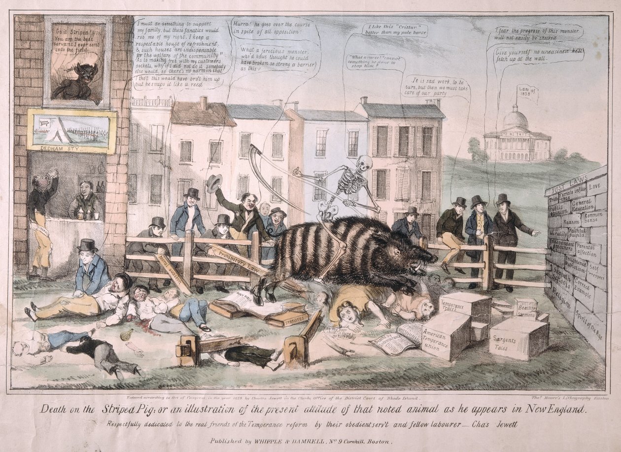 縞模様の豚の死、1839 作： デビッド・クレイプール・ジョンストン