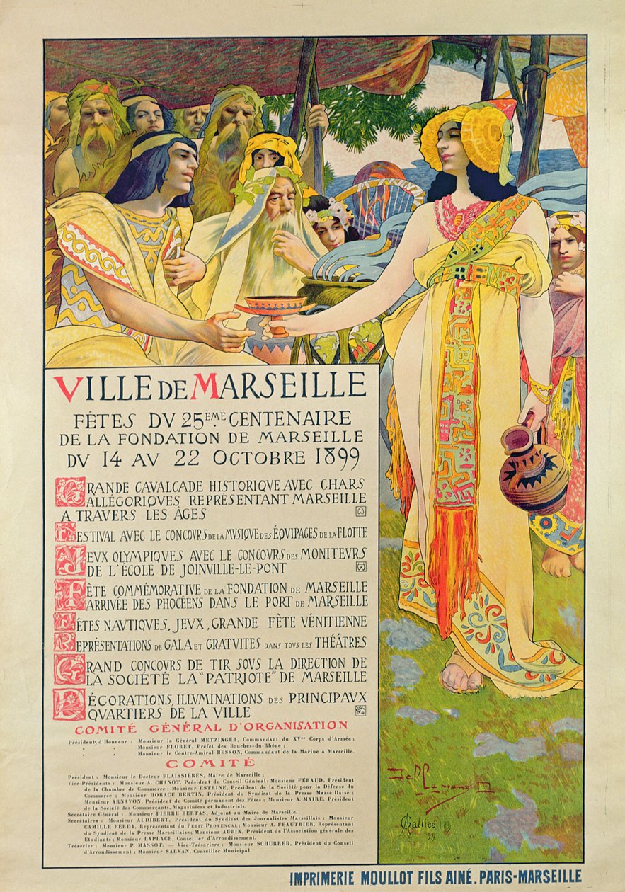 マルセイユの創立を記念して作成されたポスター、A。ガリス、1899年 作： デビッド・デレピアン
