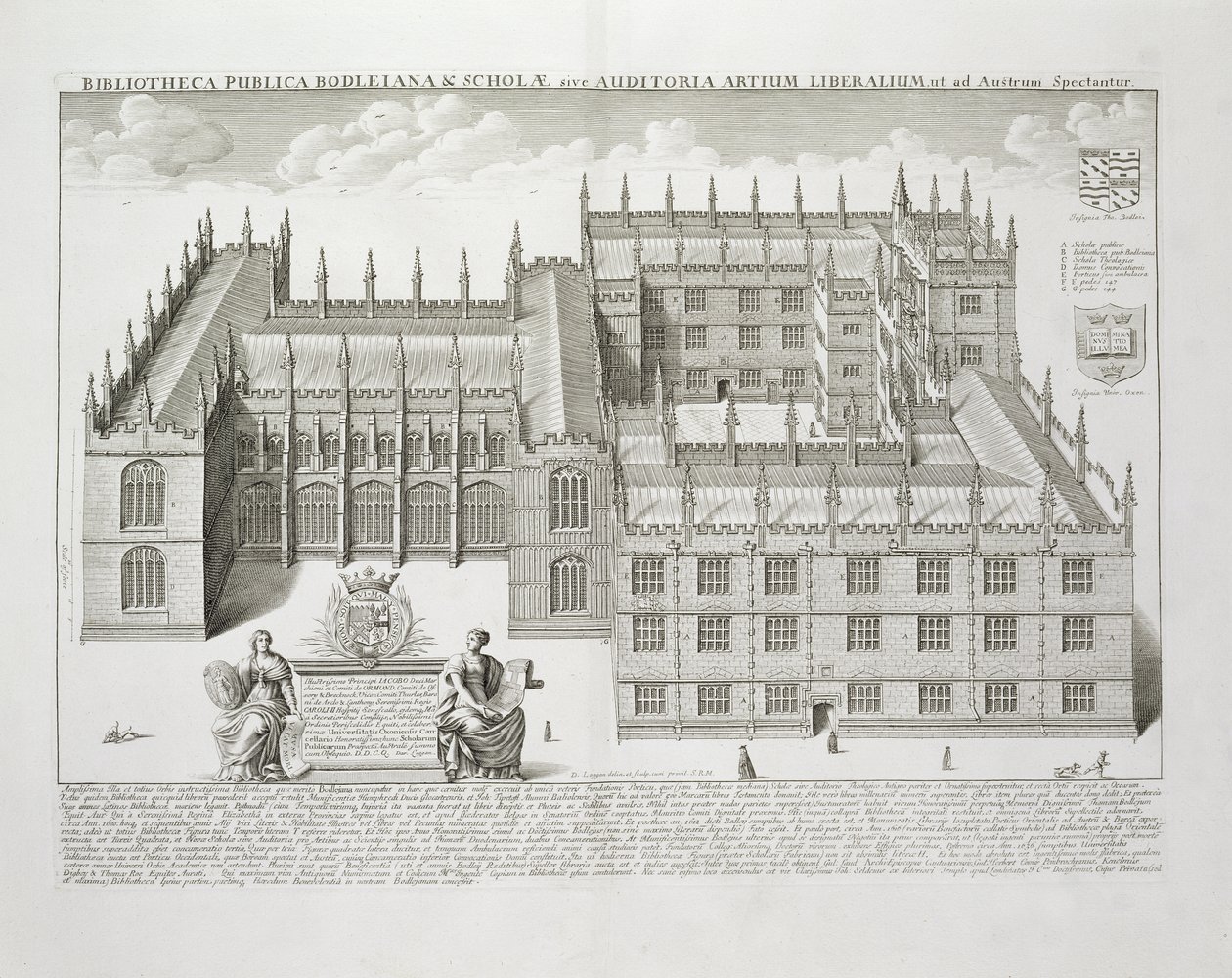 ボドリアン図書館、オックスフォード、 &39;Oxonia Illustrata&39;から、1675年公開 作： デヴィッド・ローガン