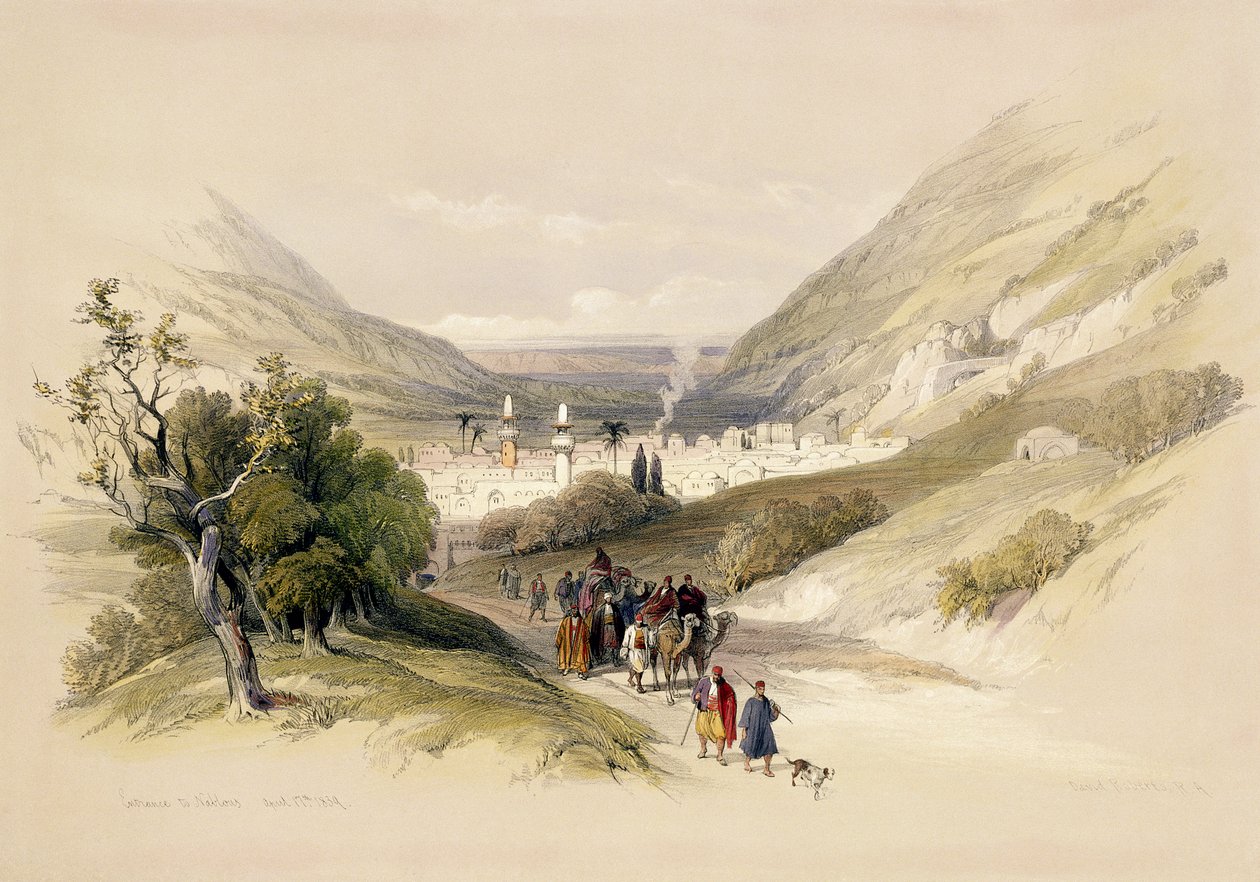 1839年4月17日、ナブルへの入り口、ルイ・ハゲ（1806-85）パブによって刻まれた「聖地」のボリュームIのプレート41。 1842 作： デビッド・ロバーツ
