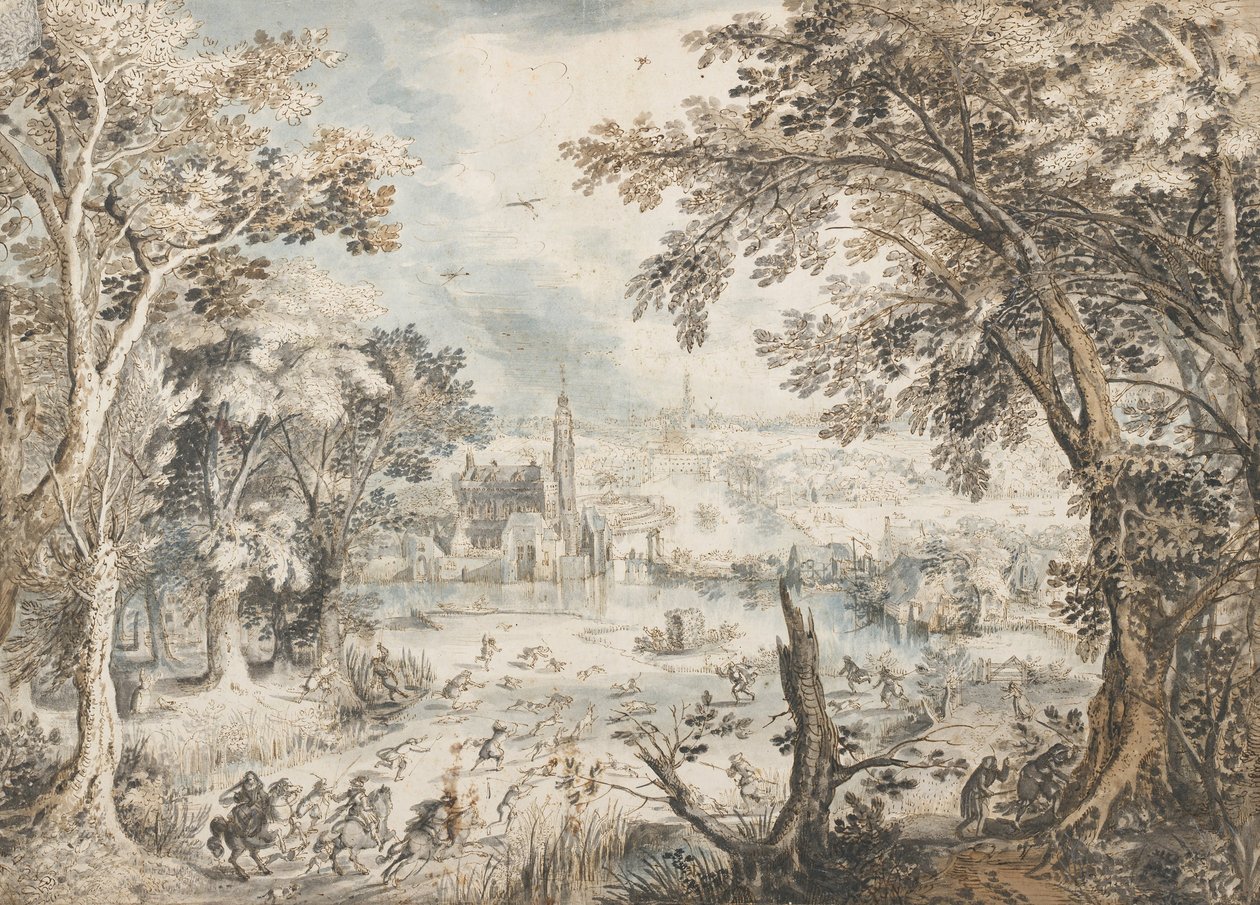 うさぎ狩りのある風景、1601-1602 作： デヴィッド・ビンクブーン