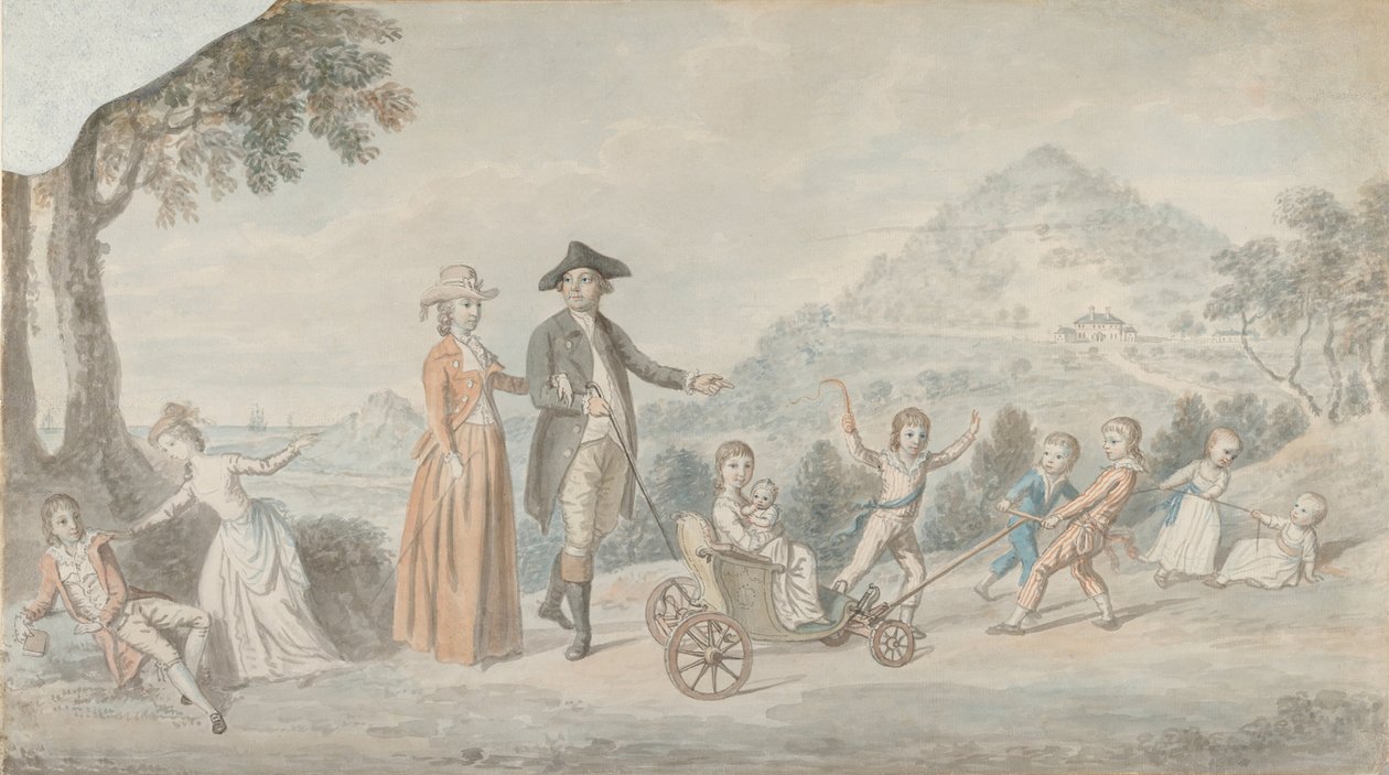 ジェームズ・ハンター・ブレア卿の家族、初代準男爵 1741-1787 年、 1785年。 作： デビッド・アラン