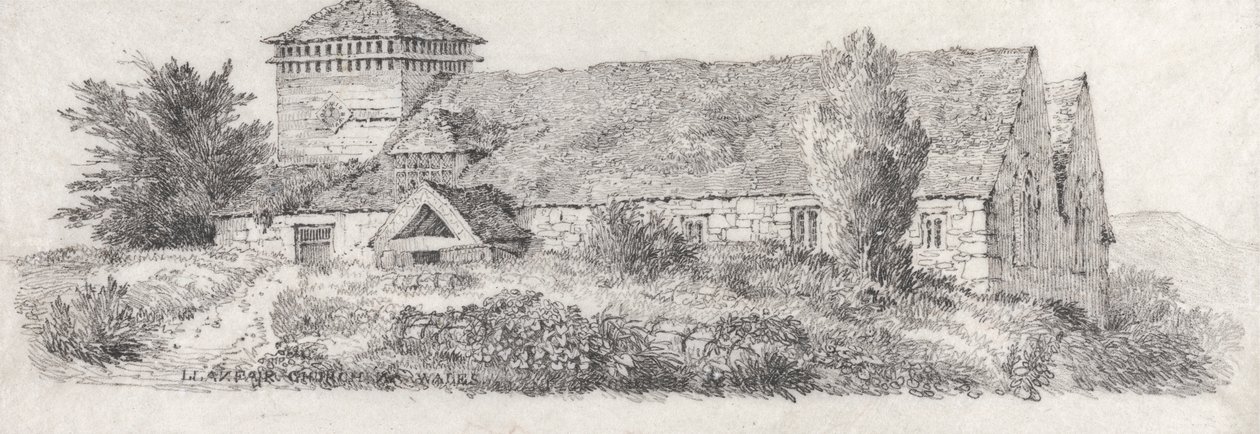 ランフェア教会、北ウェールズ、風景画と水彩画の効果に関する論文 作： デビッドコックス