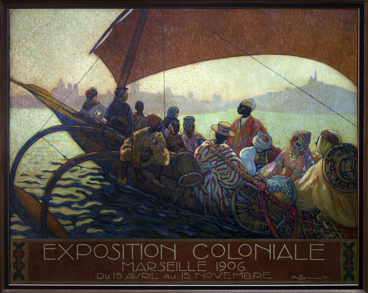 1906年に開催されたマルセイユの植民地時代の展覧会。ダヴィッド・デレピアーヌ（1866-1932）の絵画、ポスターモデル、油彩・キャンバス 作： デビッド・デレピアン