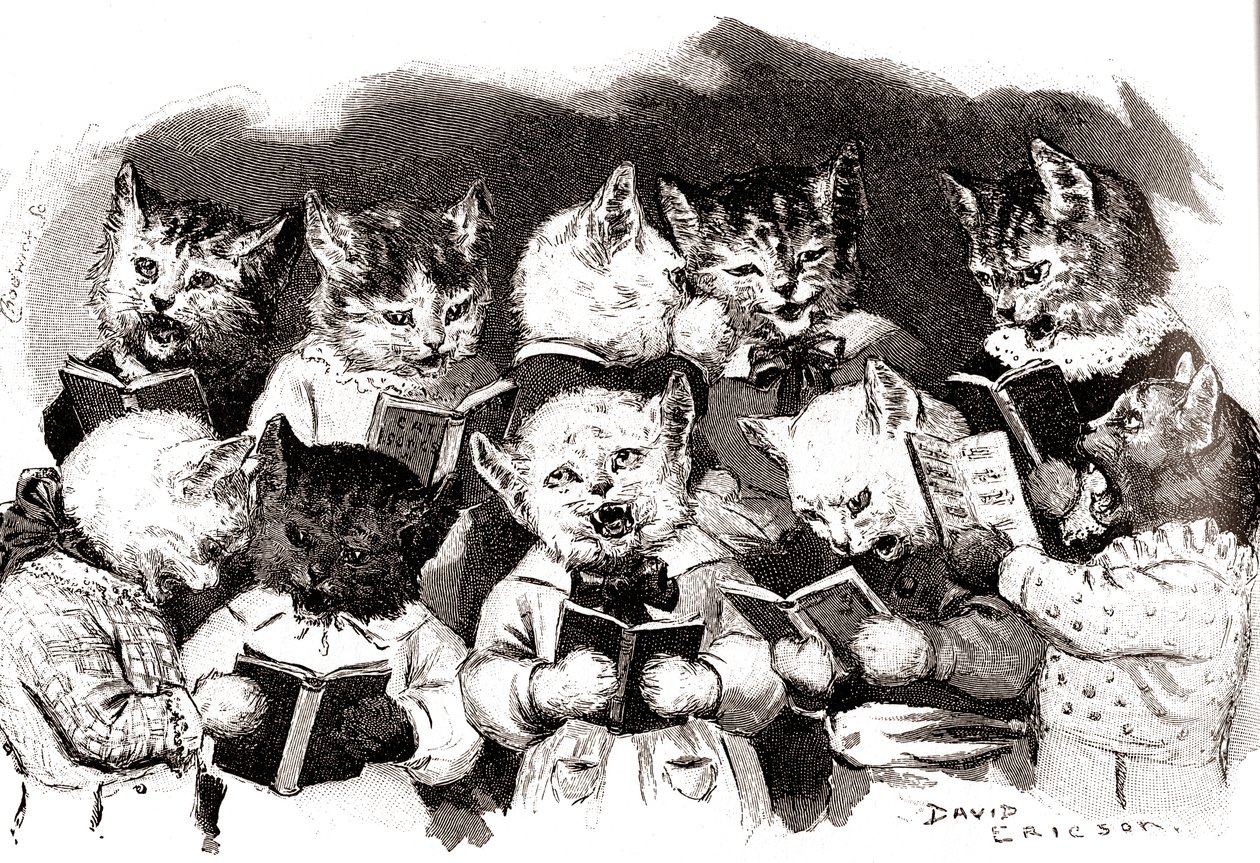歌う猫の合唱団、20世紀初頭（イラスト） 作： デビッドエリクソン