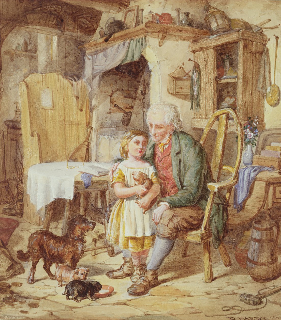 新しい子犬、1861 作： デビッド・ハーディ