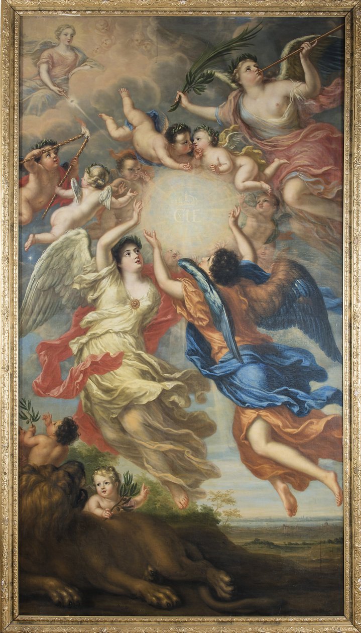 Allegory of Charles XI of Sweden and Ulrika Eleonora of Denmark and Norway - Allegory of Charles XI of Sweden (1655-1697) and Ulrika Eleonora of Denmark (1656-1693), by Ehrenstrahl, David Kloecker (1629-1698).油彩・キャンバス 作： デビッドクレッカービームオブオナー