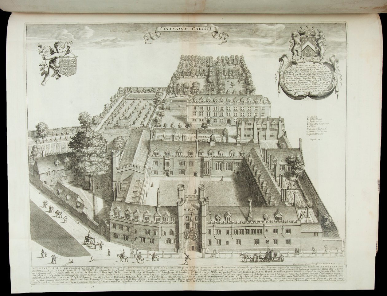 「コレギウムクリスティ」、クライストカレッジケンブリッジの眺め、1690年 作： デヴィッド・ローガン