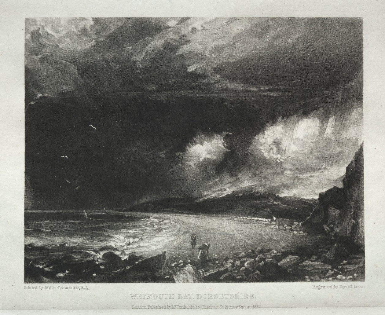 風景のさまざまな主題、イギリスの風景の特徴...ウェイマスベイ、ドーセットシャー、1830年。 作： デビッドルーカス