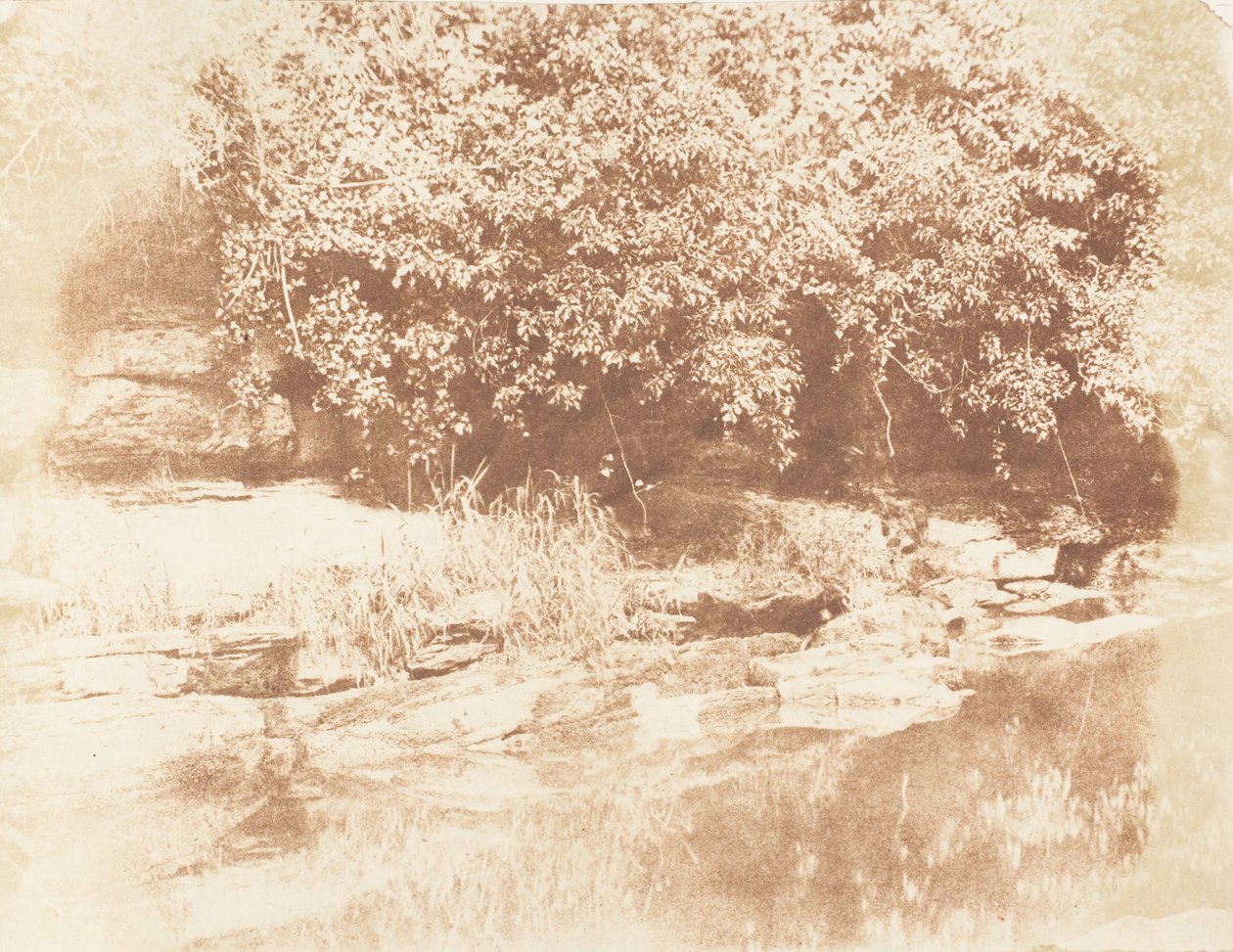 バーンサイド、アーモンド川のファイフ島、1843～47年。 作成者: David Octavius Hill、Robert Adamson、Hill & Adamson。 作： ヒルとアダムソン
