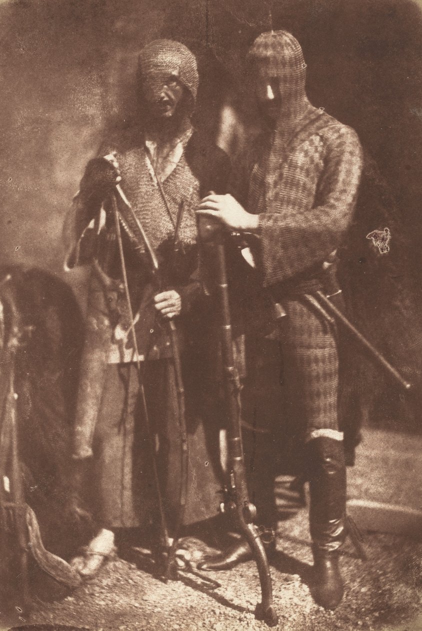 アフガンまたはチェルケスの鎧、1843年。作成者: David Octavius Hill、Robert Adamson。 作： デビッドオクタウィウスヒル、ロバートアダムソン