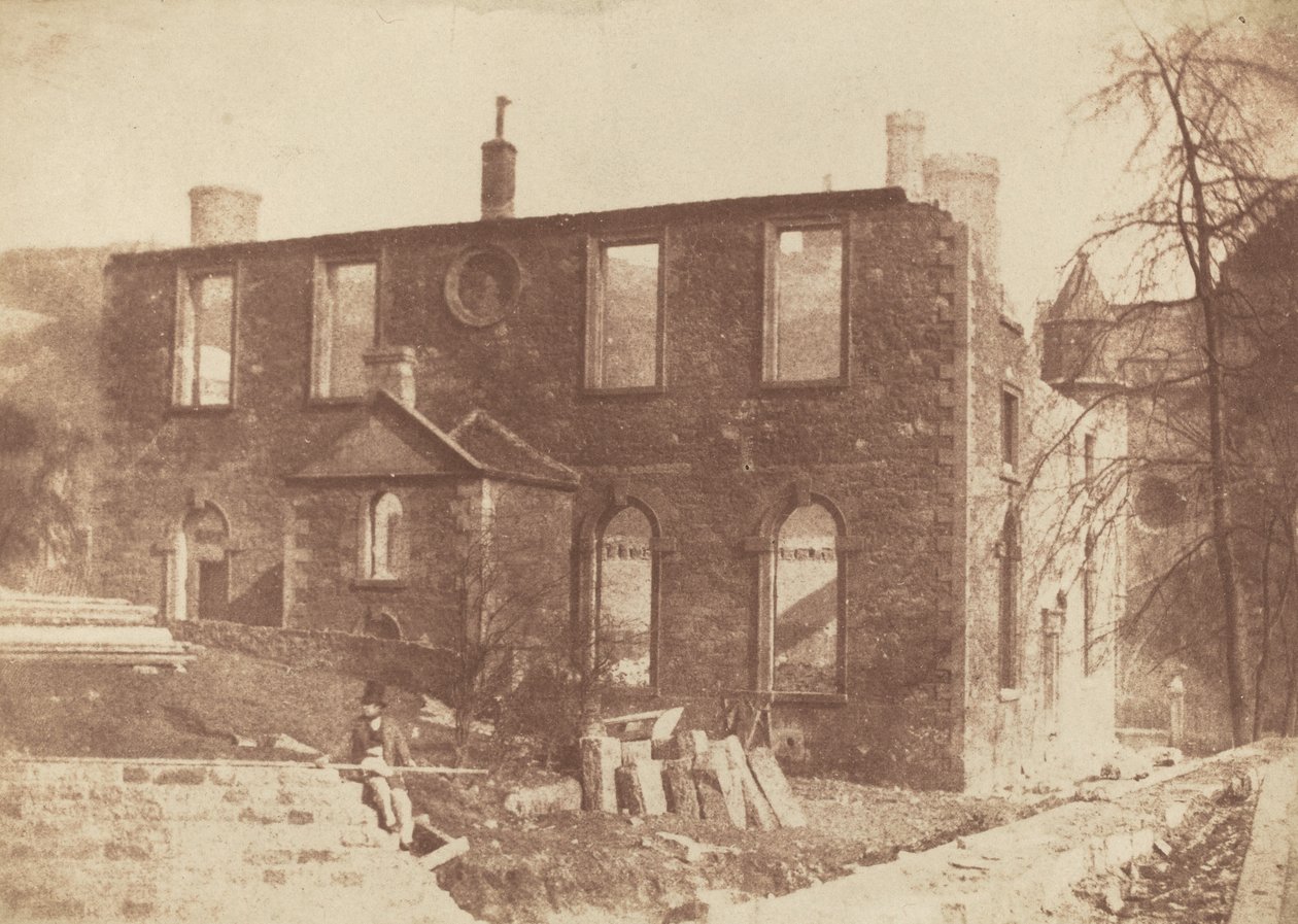 ウェイバリー駅の跡地にある解体中のグレノーキー夫人の礼拝堂、c. 1846. 作成者: David Octavius Hill、Robert Adamson。 作： デビッドオクタウィウスヒル、ロバートアダムソン