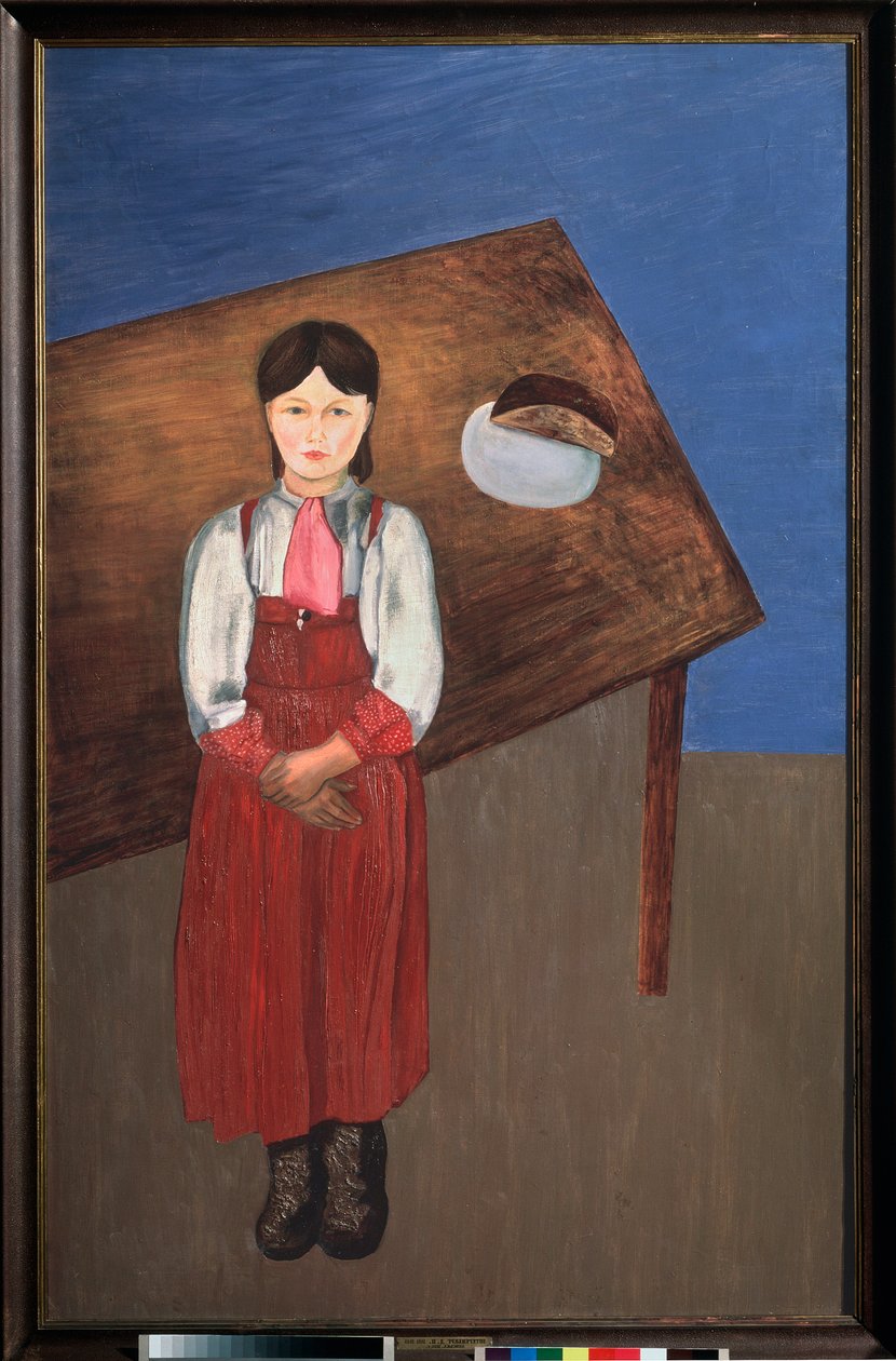 アニスカ。 (テーブルの前にいる憂鬱な少女の肖像)。 David Petrovich Sterenberg（1881-1948）による絵画、キャンバスに油彩 作： デビッドペトロヴィッチステレンバーグ
