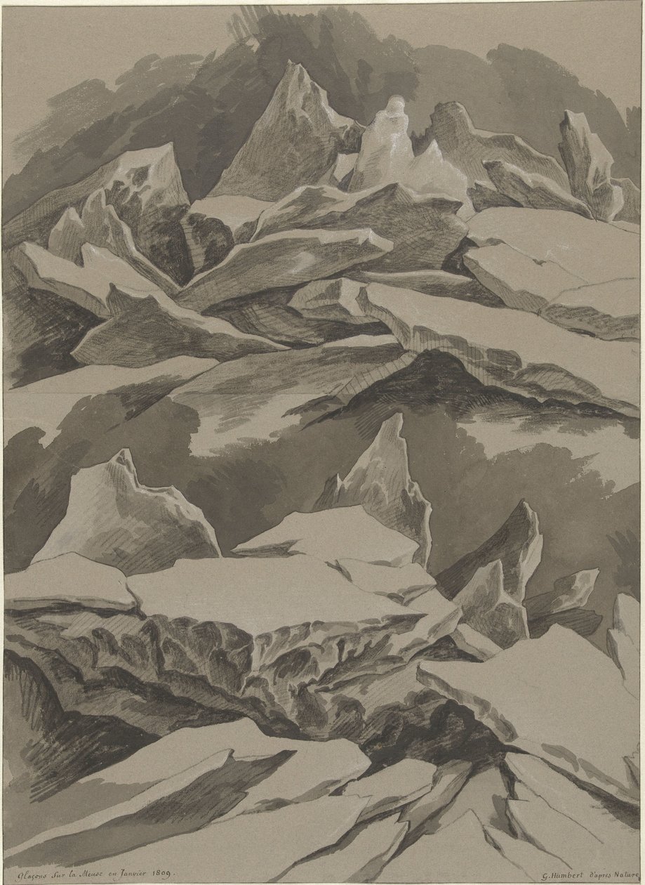 ムーズ川の流氷、1809 年 1 月 Glaçons sur la Meuse and Janvier 1809 (オブジェクトのタイトル) 作： DavidPièrreGiottinoHumbertdeSuperville（アーティストによる署名）