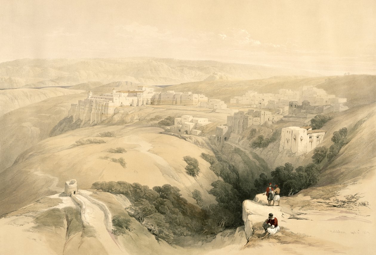 1839年4月6日、ベツレヘム、ルイ・ハゲ（1806-85）パブによって刻まれた「聖地」のボリュームIIのプレート85。 1843 作： デビッド・ロバーツ