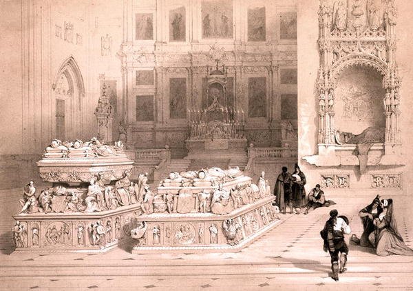 グラナダ大聖堂 フェルディナンドとイザベラの礼拝堂 「スペインの絵のスケッチ」より 1832-33年頃（リトグラフ） 作： デビッド・ロバーツ