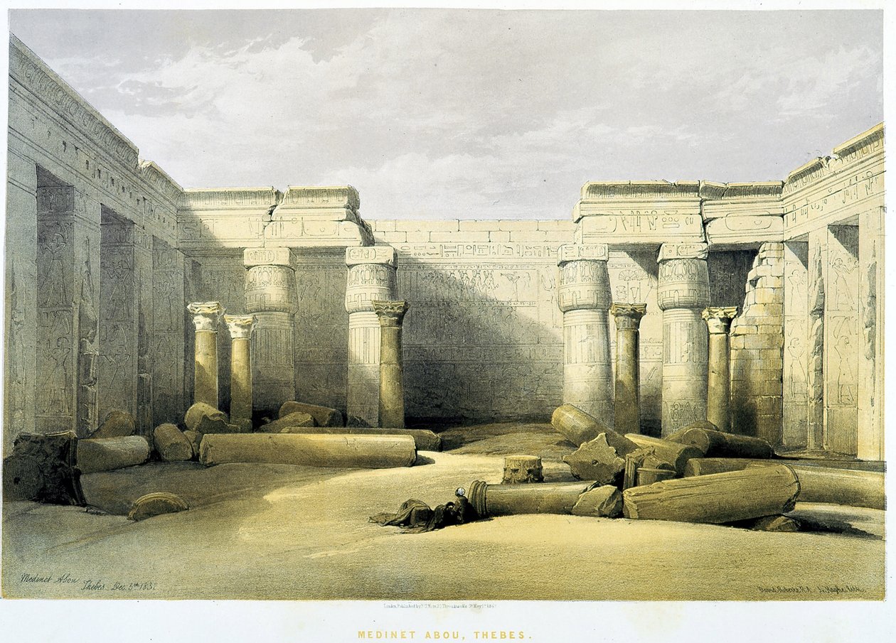 Medinet Abu (Medinet-Habou), Thebes (Thebes) - in "The Holy Land", London 1849 作： デビッド・ロバーツ