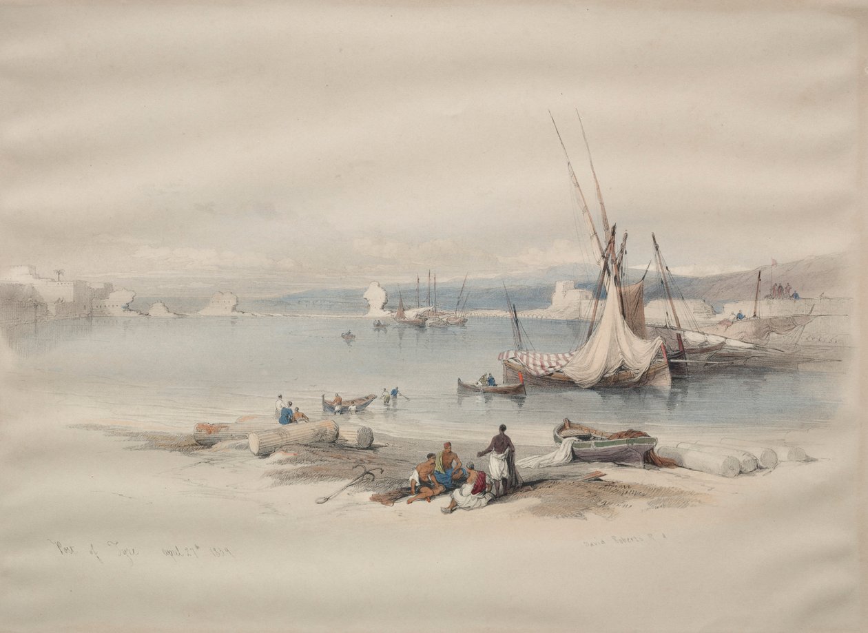 タイヤ港、1839年。 作： デビッド・ロバーツ