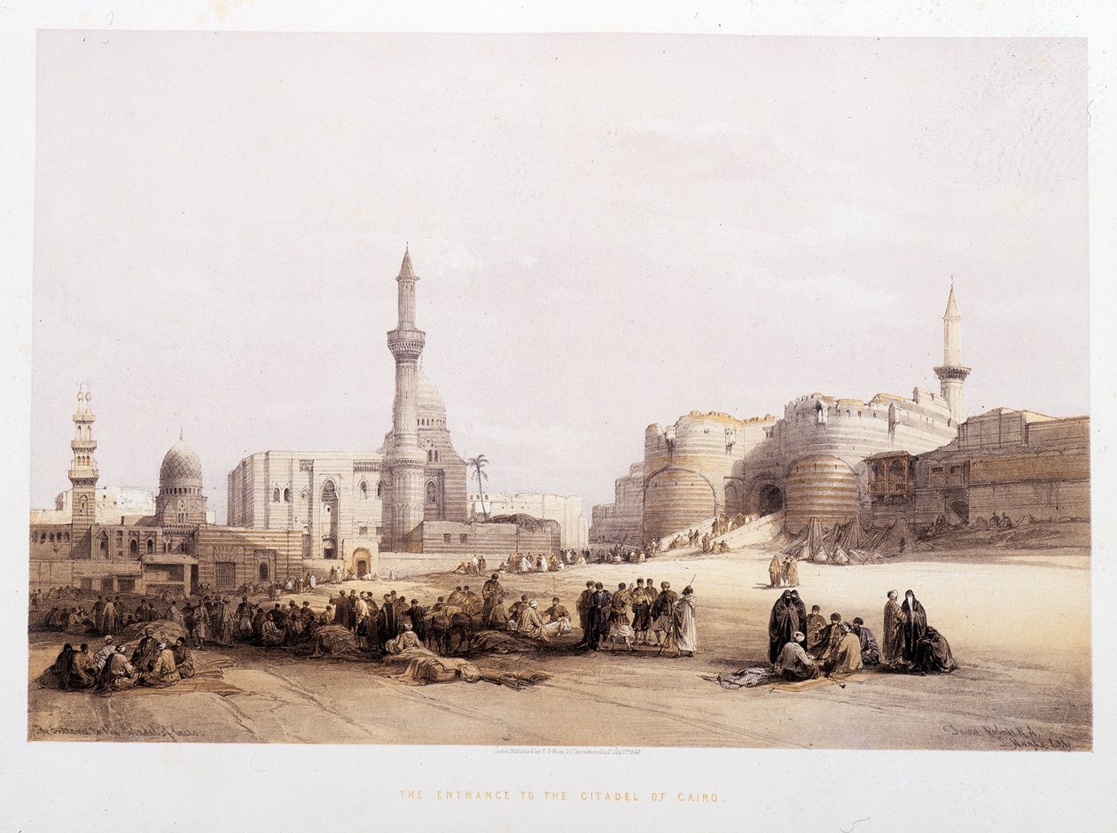 カイロ（Cairo）のシタデル（城塞）の入り口-デビッド・ロバーツ著「The Holy Land」（ロンドン、1849年）所収 作： デビッド・ロバーツ