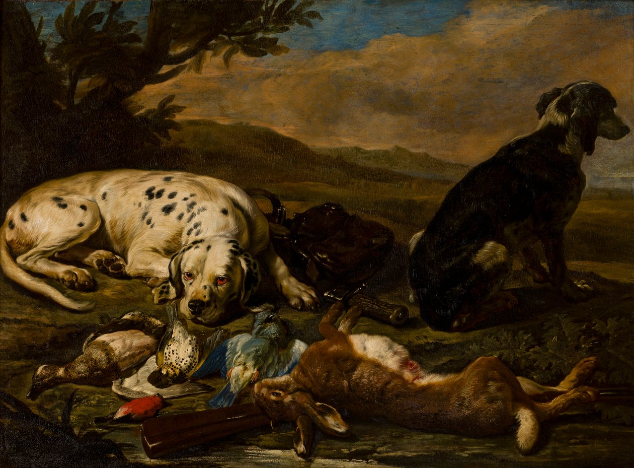 狩猟に基づく静物、c.1665-1701（キャンバスに油彩） 作： デビッド・デ・コニンク