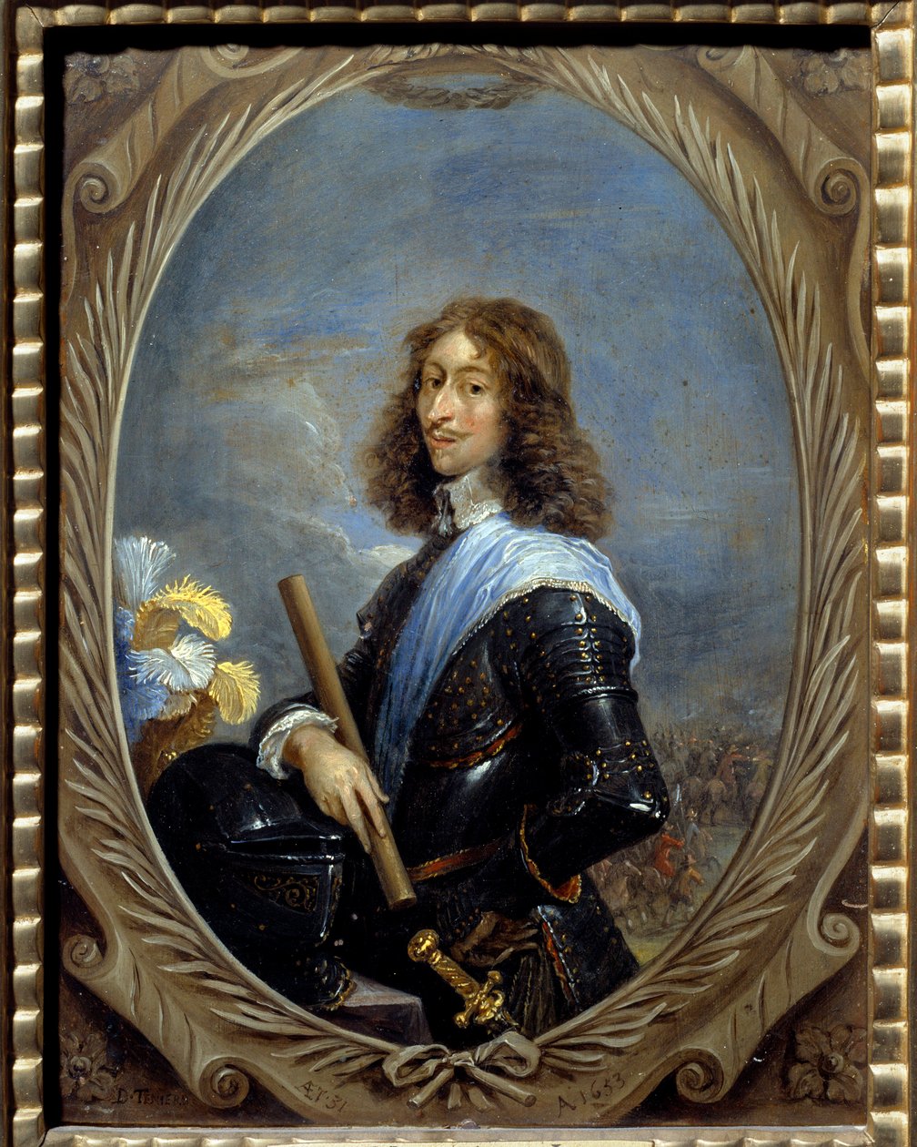 ルイ・ド・ブルボン（ブルボン＝コンデ）第四王子（ル・グラン・コンデ）（1621-1686）の肖像 ダヴィッド・テニエ2世・ル・ジューン（1610-1690）による絵画 1653年日。0.22 x 0.16 m シャンティ、Musee Conde 作： デビッドテニアーズザヤンガー