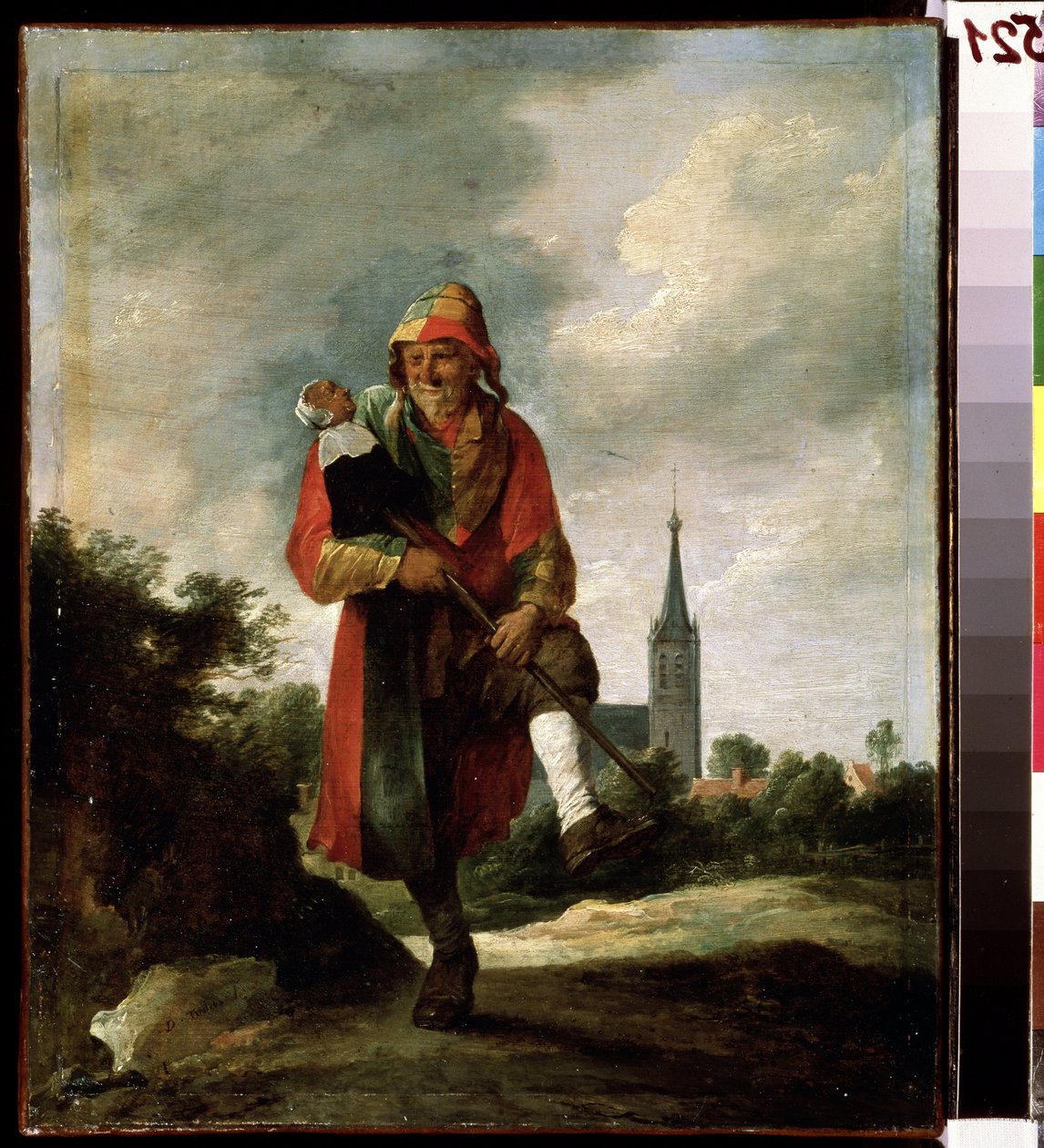 ばか（ばか）。 David Teniers the Young（1610-1690）による絵画。 キャンバスに油彩、35 x 29 cm、1640年頃。フラマン美術、バロック美術。 プーシキン美術館、モスクワ。 作： デビッドテニアーズザヤンガー