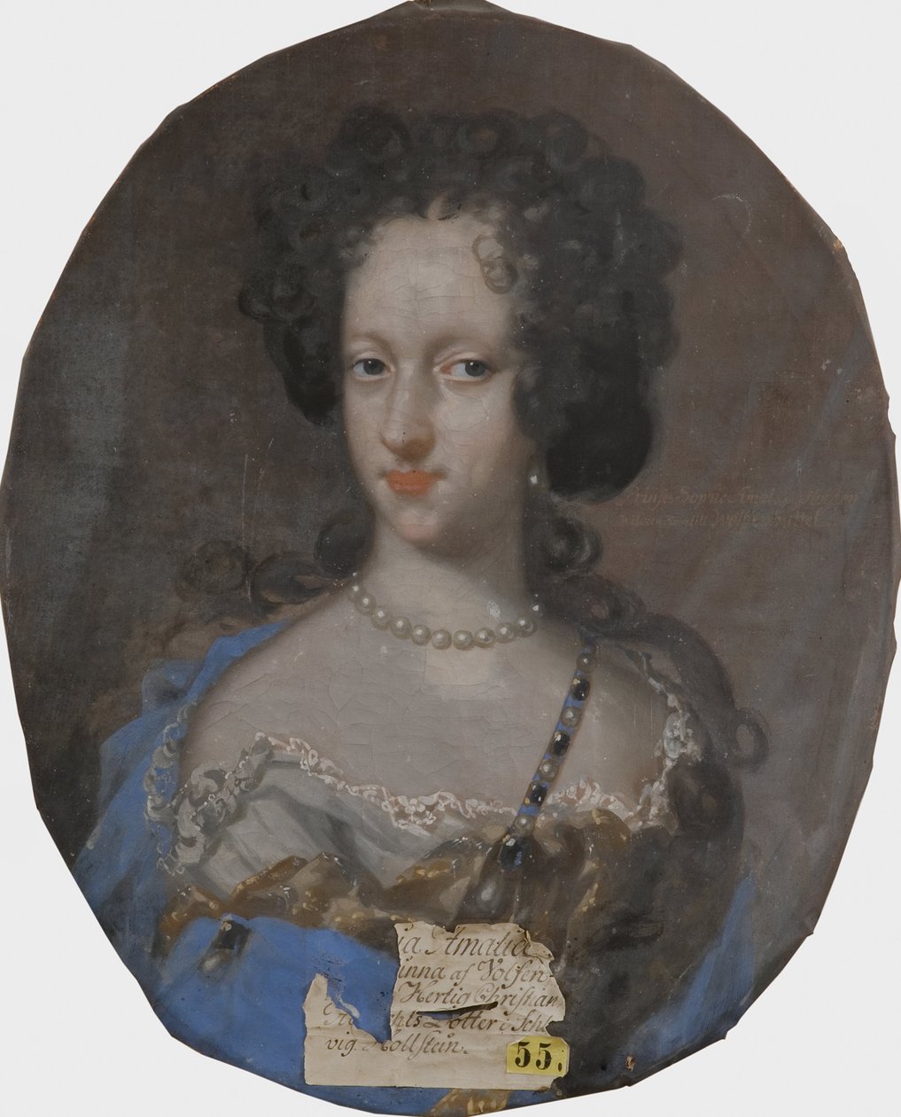 Sophie Amalie von Schleswig Holstein Gottorp, princesse dano norvegienne - ブランズウィック・ルーエネブルク公爵夫人ソフィー・アマリー・オブ・ホルスタイン＝ゴットルプ王女（1670-1710）の肖像画、Krafft, David, von (1655-1724)作。油彩・キャンバス寸法：69x56cmナショナルマ 作： デビッド・フォン・クラフト