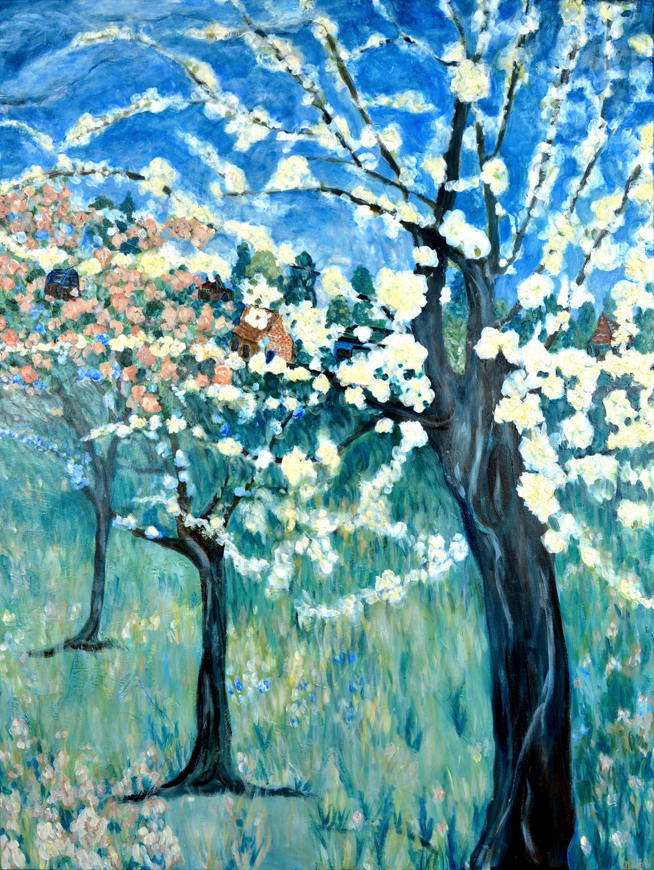 リンゴの花、2020年（キャンバスにアクリル画） 作： デボラ・イブ・アラストラ