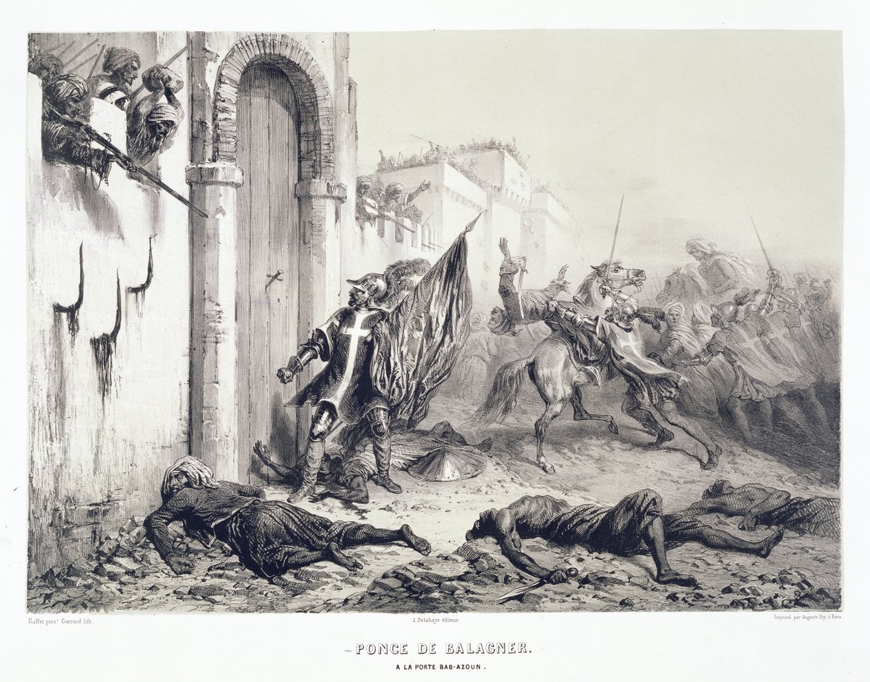 1830年にアルジェを占領したフランス遠征軍を記念したボリュームから、バブアゾウンゲートのポンスドゥバラグナー、ユージーンシャルルフランソワゲラール（1821-66）が彫刻 作： デニス・オーギュスト・マリー・ラフェット