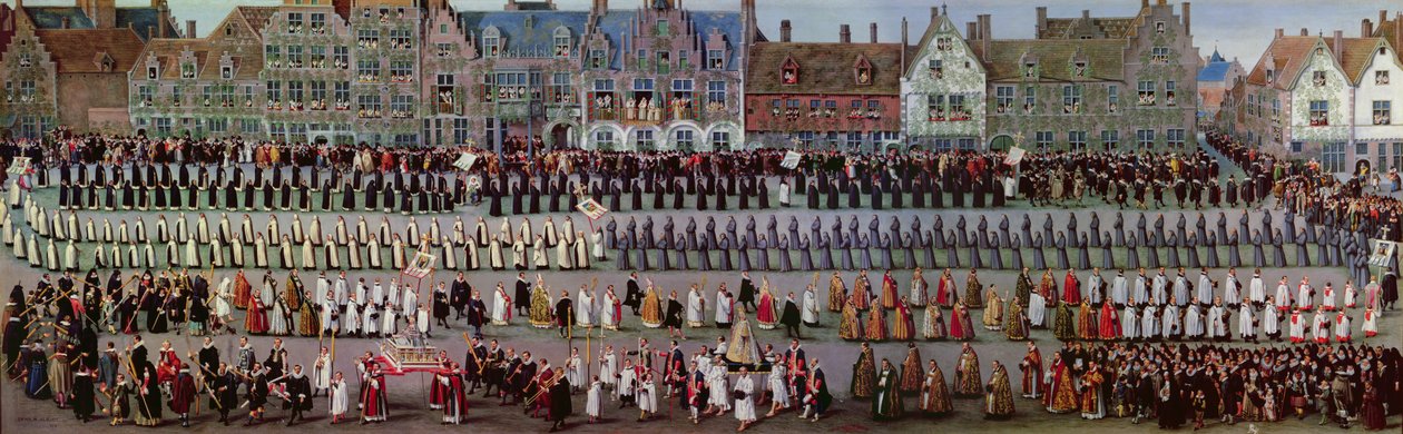 1615年5月31日、ブリュッセルのオムガン：ノートルダムドサブロンの行列 作： デニス・ヴァン・アルスロート