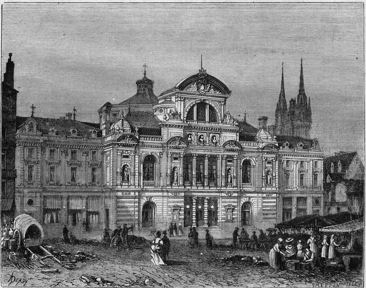 建築家リュシアン・ボトレルの設計により1871年に完成したアンジェの大劇場の外観。メーヌ・エ・ロワール (49) 作： デロイ（後）