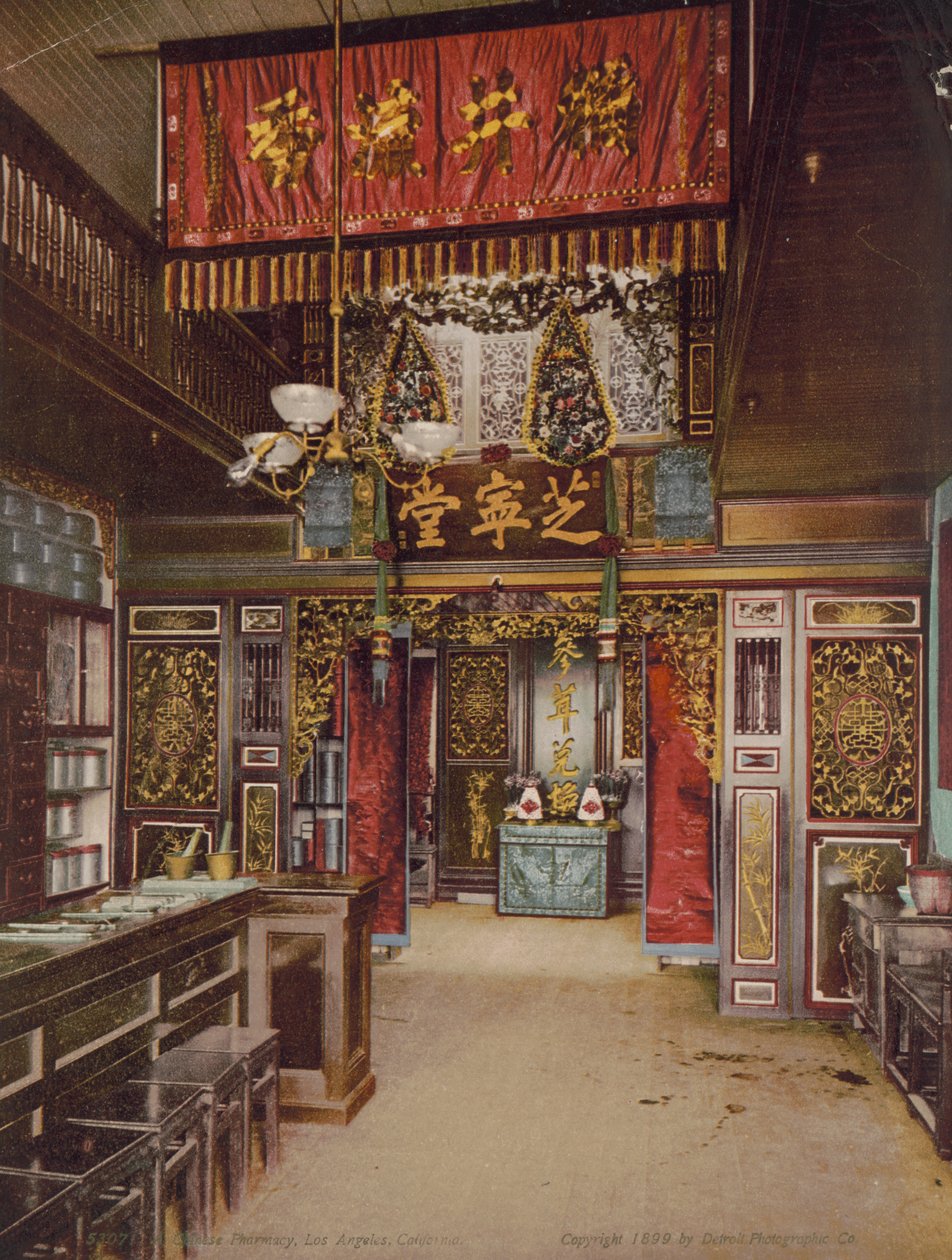 中国の薬局、カリフォルニア州ロサンゼルス、1899年 作： デトロイト写真社
