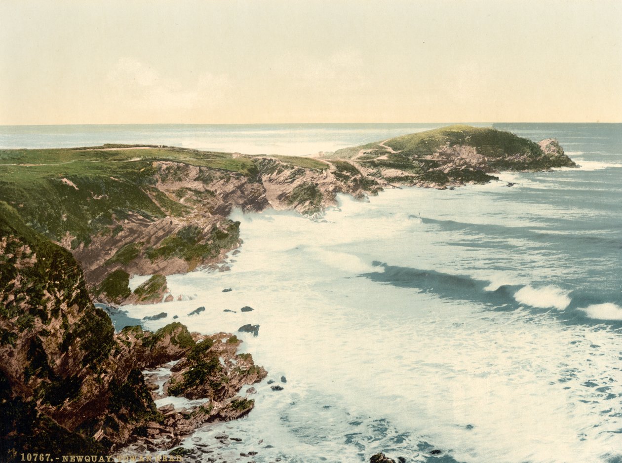 Towan Head、Newquay、Cornwall、England、Photochrome Print、c.1900 作： デトロイト出版株式会社
